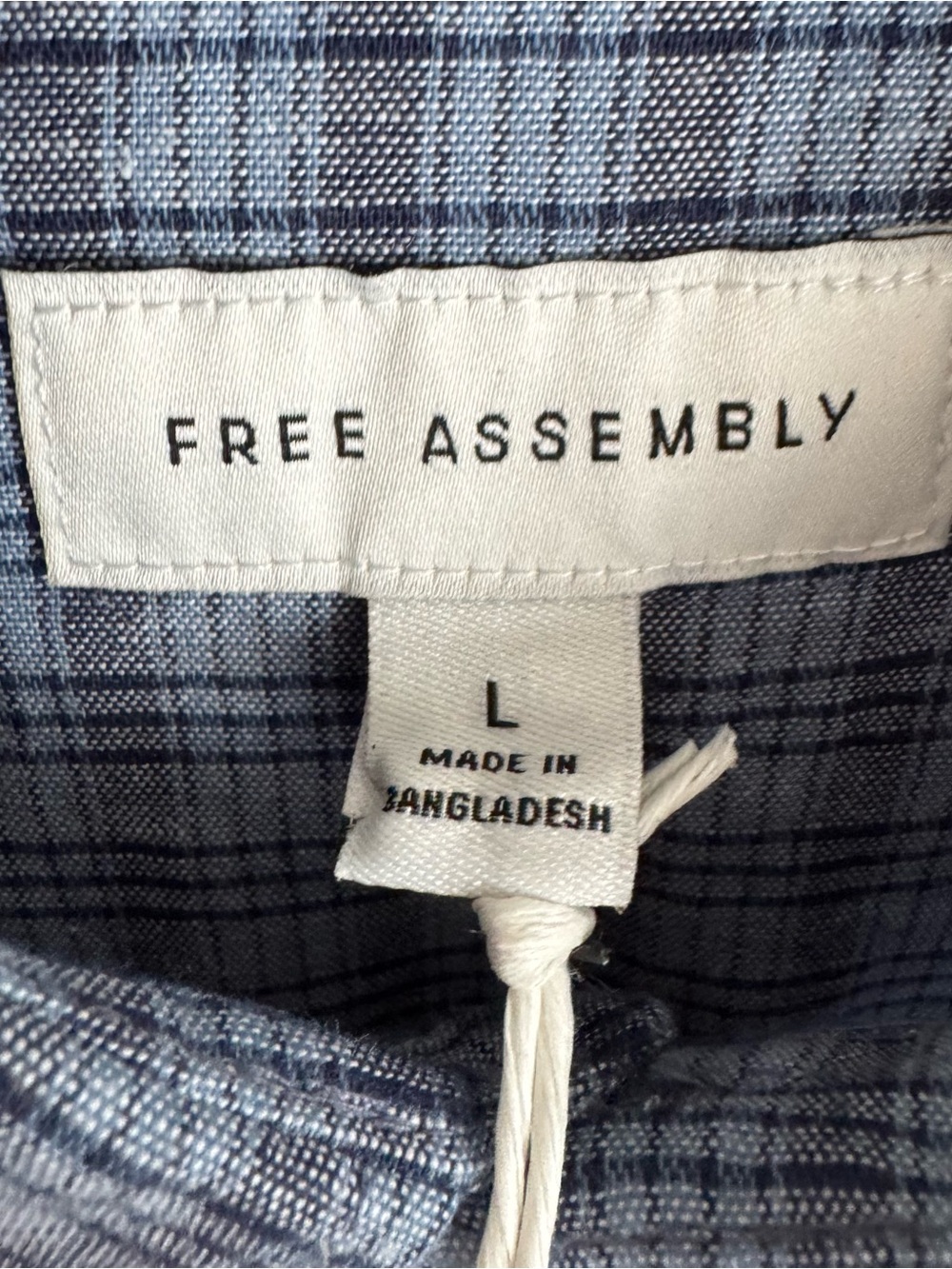 Free Assembly Men’s Linen Blend Plaid Button Down Shirt L Blue Relaxed Fit - Picture 6 of 16